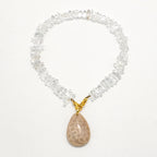 Handmade Raw Clear Crystal Necklace - Natural Irregular Stones-st-0023