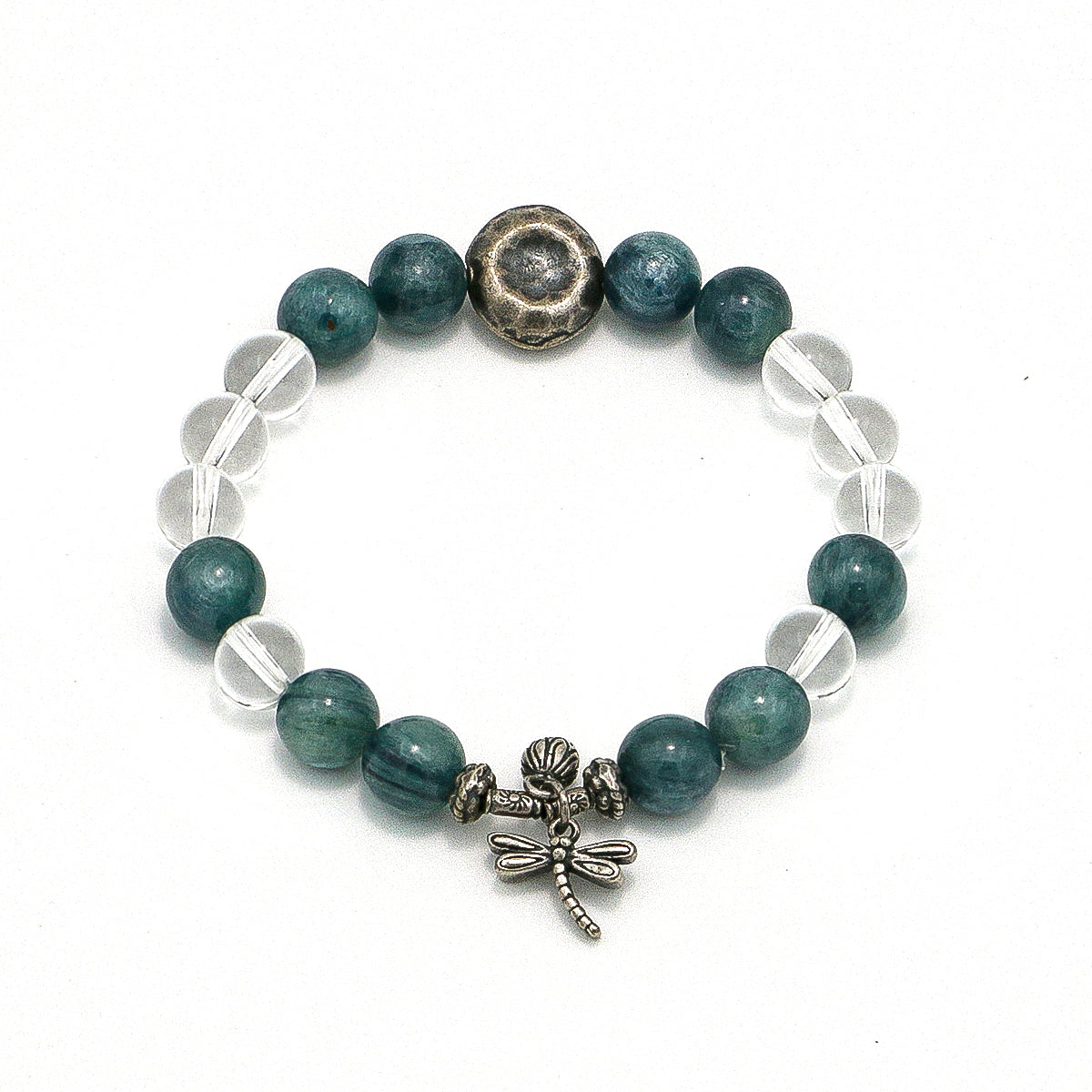Handmade Amazonite and Clear Crystal Bracelet - Thai Silver Accents-st-0034