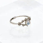 Moonstone Ring - 925 Sterling Silver Waterdrop Setting, Unique Delicate Design-st-0039