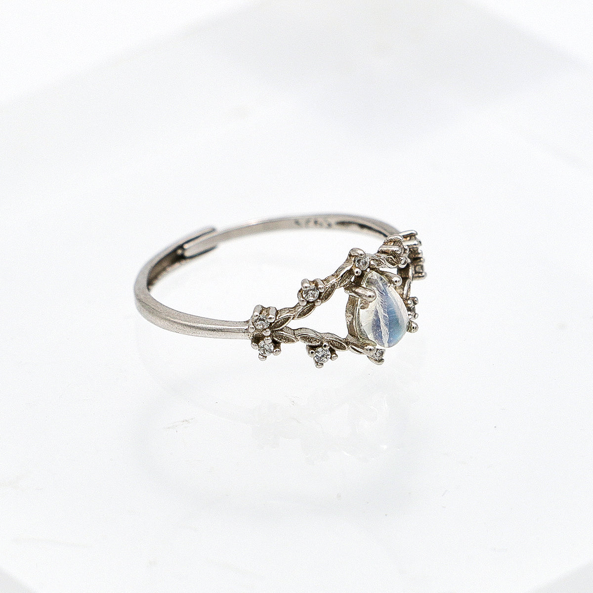Moonstone Ring - 925 Sterling Silver Waterdrop Setting, Unique Delicate Design-st-0039