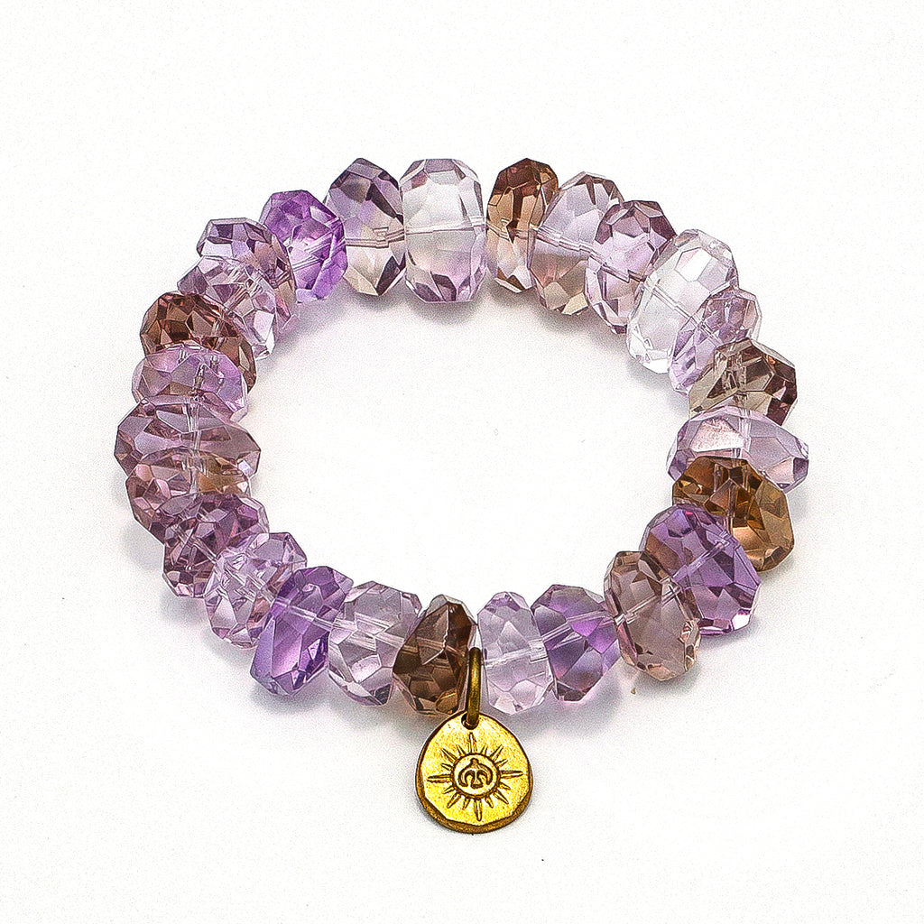 Handmade Bolivian Amethyst Bracelet with Gold Plated Charm-st0030
