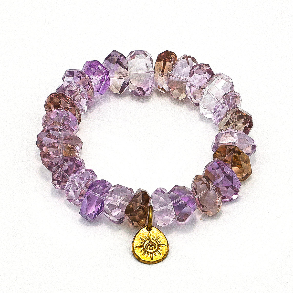 Handmade Bolivian Amethyst Bracelet with Gold Plated Charm-st0030