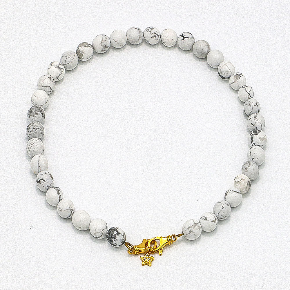 Handmade Howlite Necklace with Gold Chain-st-0025