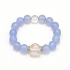Handmade Blue Lace Agate Bracelet with Rose Quartz and Clear Crystal - 925 Silver Accents-st-0032