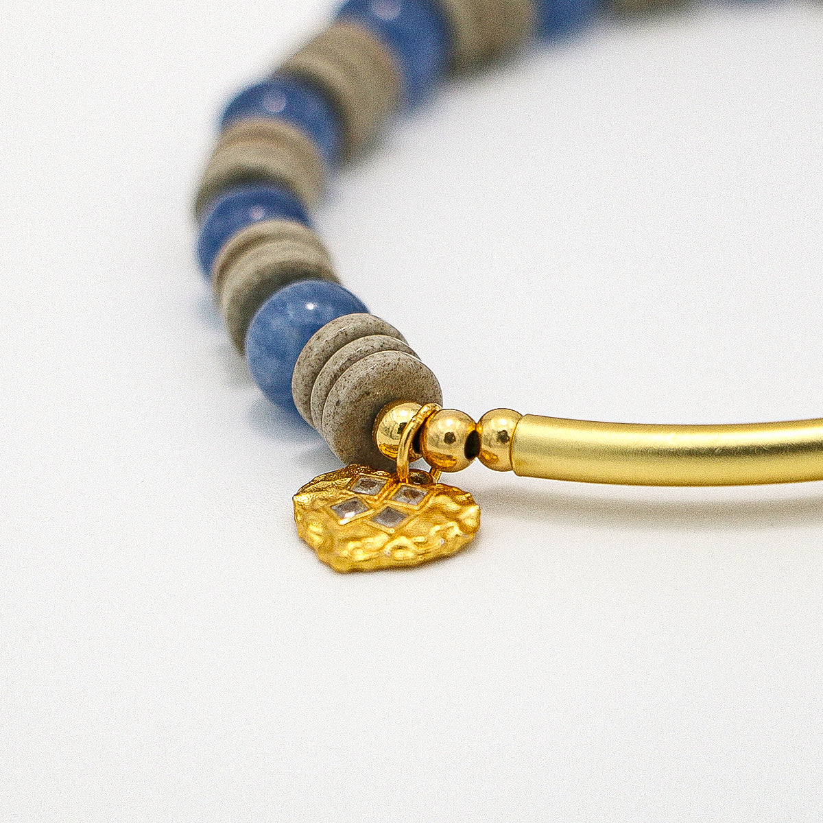 Handmade Kyanite Bracelet with Gold Accents-st-0027