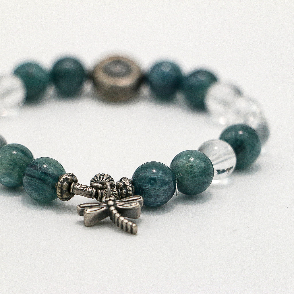 Handmade Amazonite and Clear Crystal Bracelet - Thai Silver Accents-st-0034