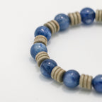 Handmade Turquoise and Kyanite Bracelet with Hammered Thai Silver-st-0029
