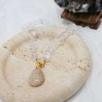 Handmade Raw Clear Crystal Necklace - Natural Irregular Stones-st-0023
