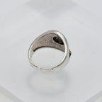 Adjustable 925 Silver Ring - Wide Yellow Eye Design Band-st-0037