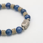 Handmade Turquoise and Kyanite Bracelet with Hammered Thai Silver-st-0029
