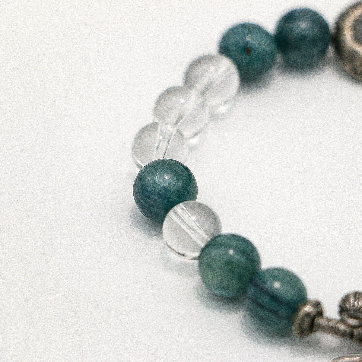 Handmade Amazonite and Clear Crystal Bracelet - Thai Silver Accents-st-0034