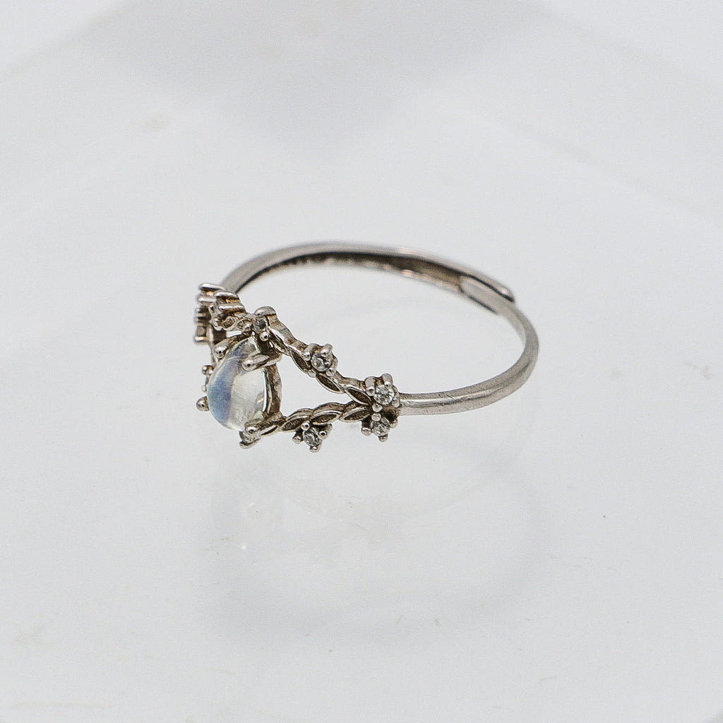 Moonstone Ring - 925 Sterling Silver Waterdrop Setting, Unique Delicate Design-st-0039