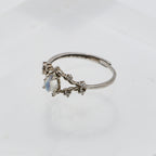 Moonstone Ring - 925 Sterling Silver Waterdrop Setting, Unique Delicate Design-st-0039