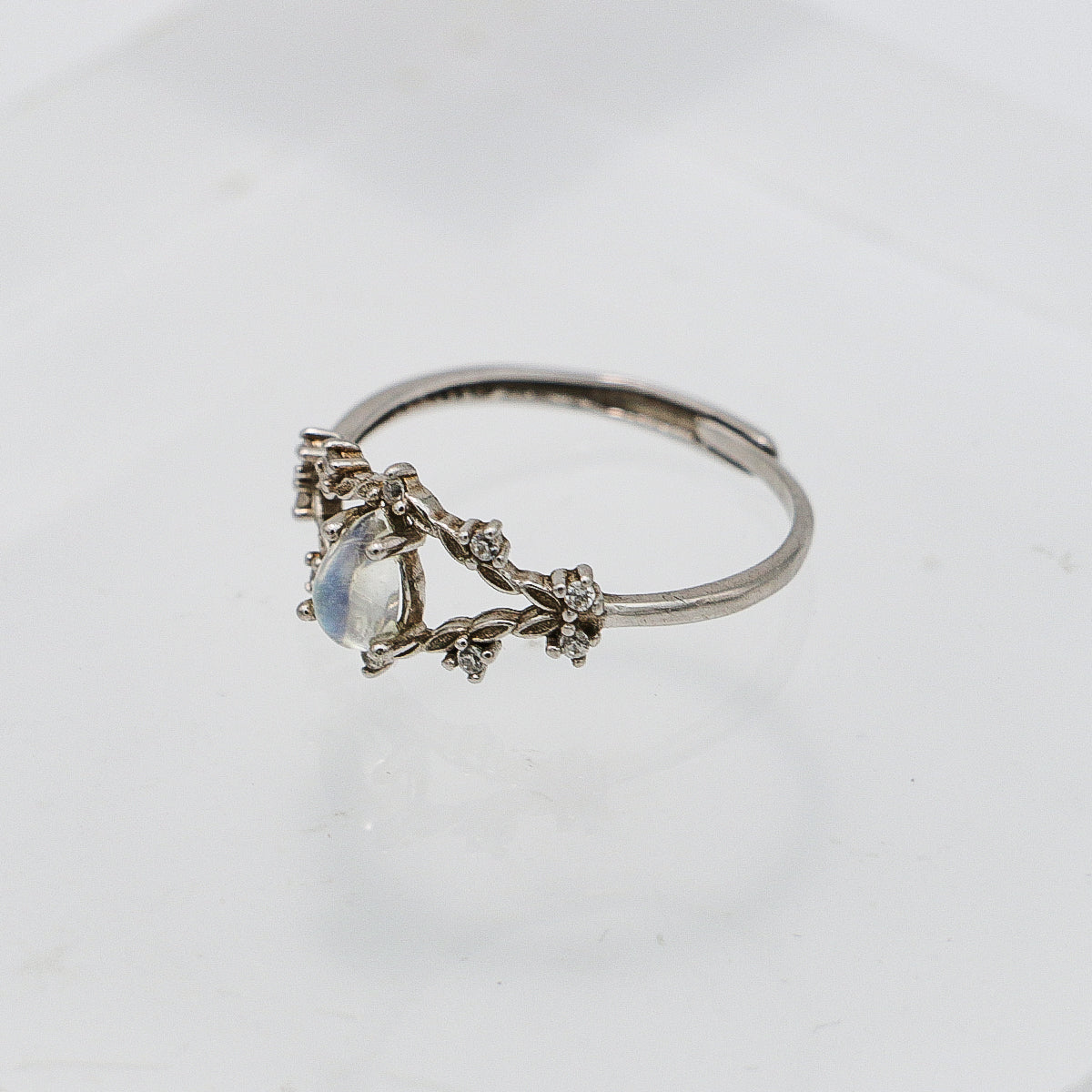 Moonstone Ring - 925 Sterling Silver Waterdrop Setting, Unique Delicate Design-st-0039