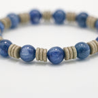 Handmade Turquoise and Kyanite Bracelet with Hammered Thai Silver-st-0029