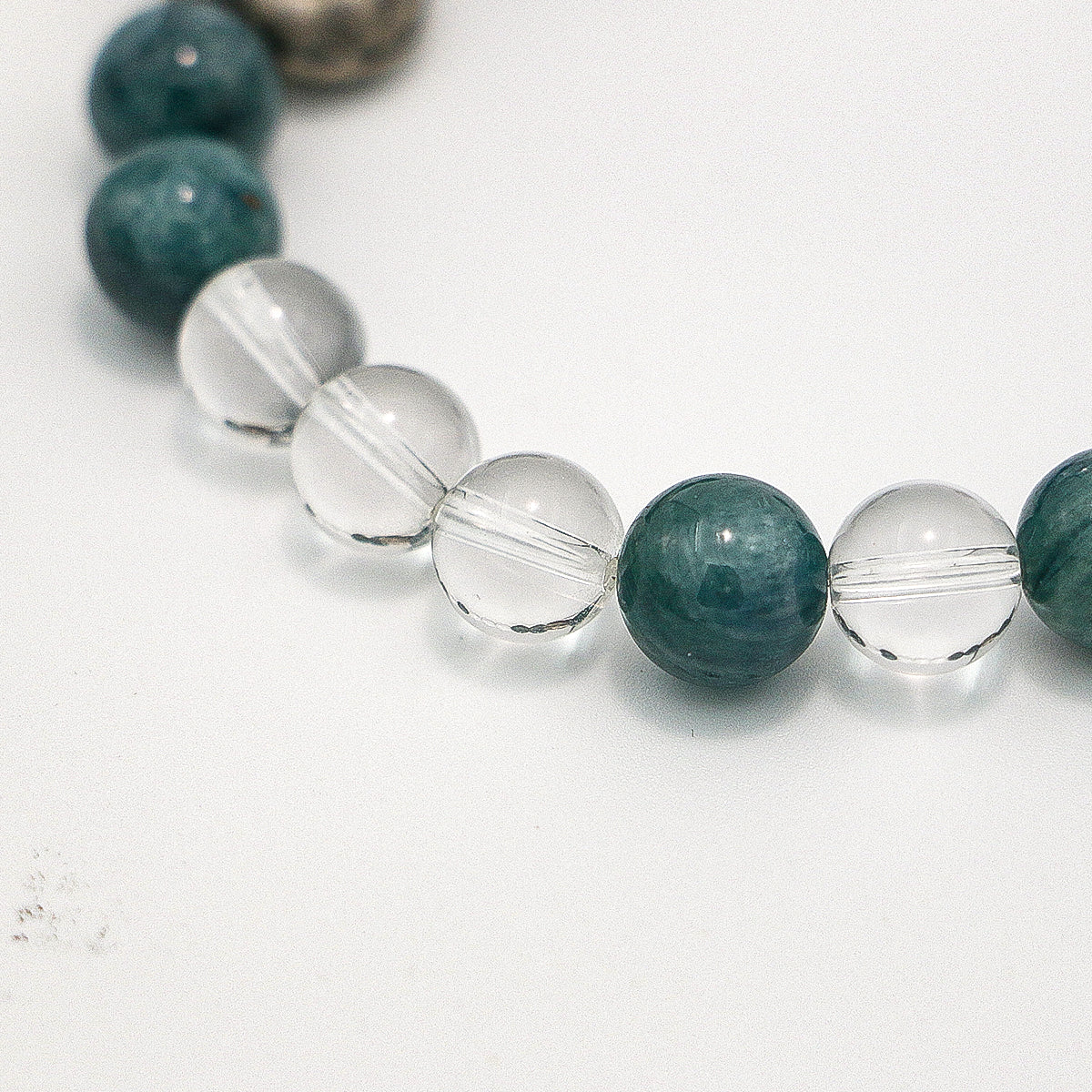 Handmade Amazonite and Clear Crystal Bracelet - Thai Silver Accents-st-0034