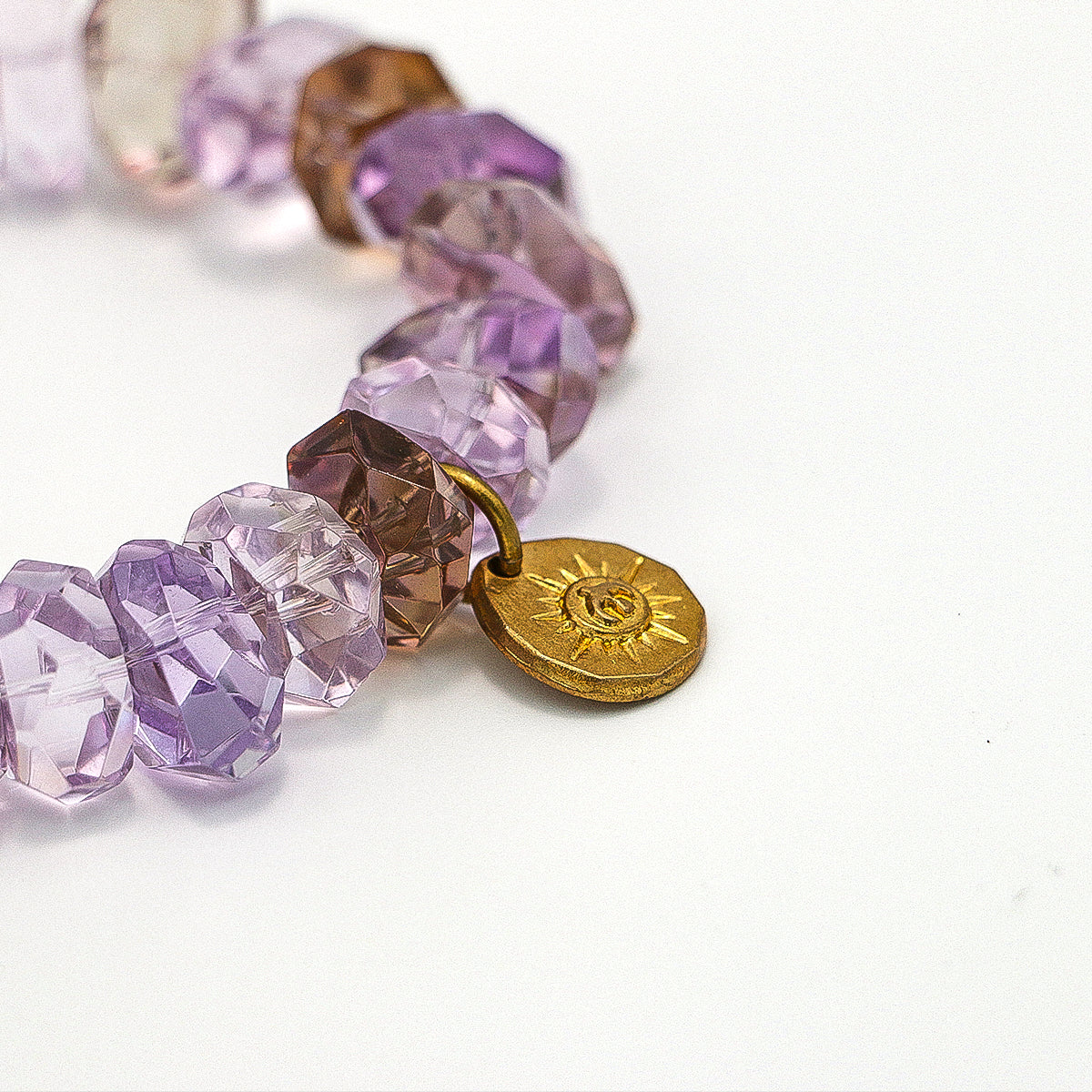 Handmade Bolivian Amethyst Bracelet with Gold Plated Charm-st0030
