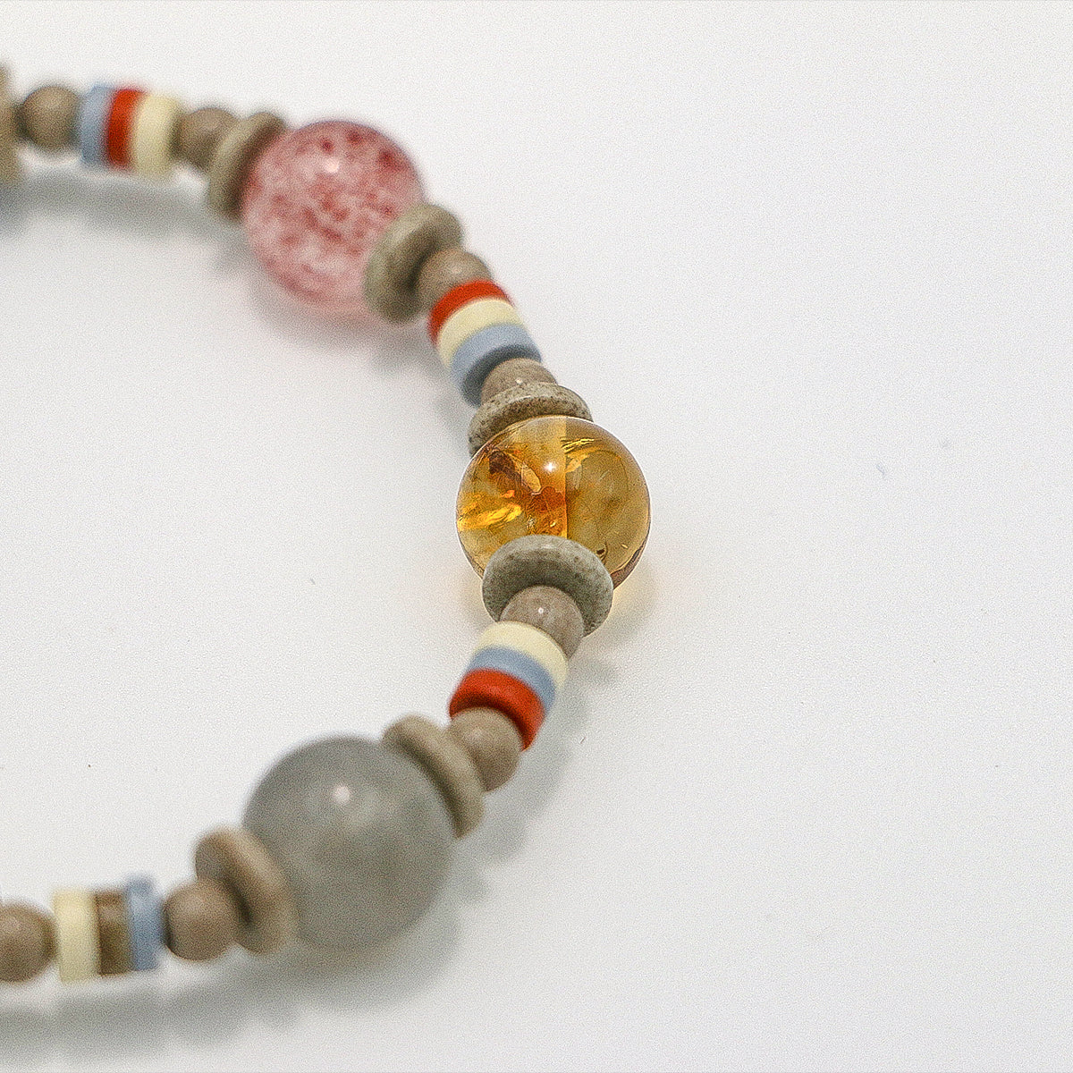 Handmade Rose Quartz, Kyanite and Citrine Bracelet-st-0028