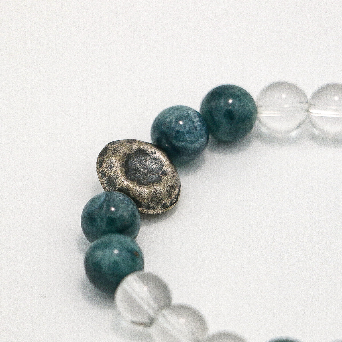 Handmade Amazonite and Clear Crystal Bracelet - Thai Silver Accents-st-0034