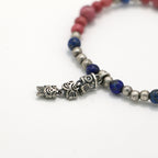 Handmade Lapis Lazuli and Rhodochrosite Bracelet with Antique Silver-st-0005