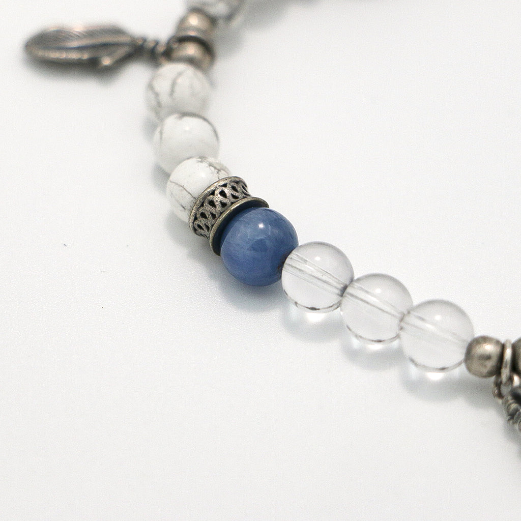 Handmade Howlite and Kyanite Bracelet with Silver Chain - Greek Sculpture Inspired-st-0007