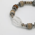 Handmade Tiger Eye, Map Stone and Clear Crystal Bracelet with Antiqued Silver Accents-st-0015