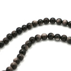 Silver Sheen Obsidian and Smoky Quartz Necklace with Silver Spiral Pendant-st-0020