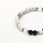 Handmade Obsidian and Howlite Bracelet with Silver Accents-st-0001