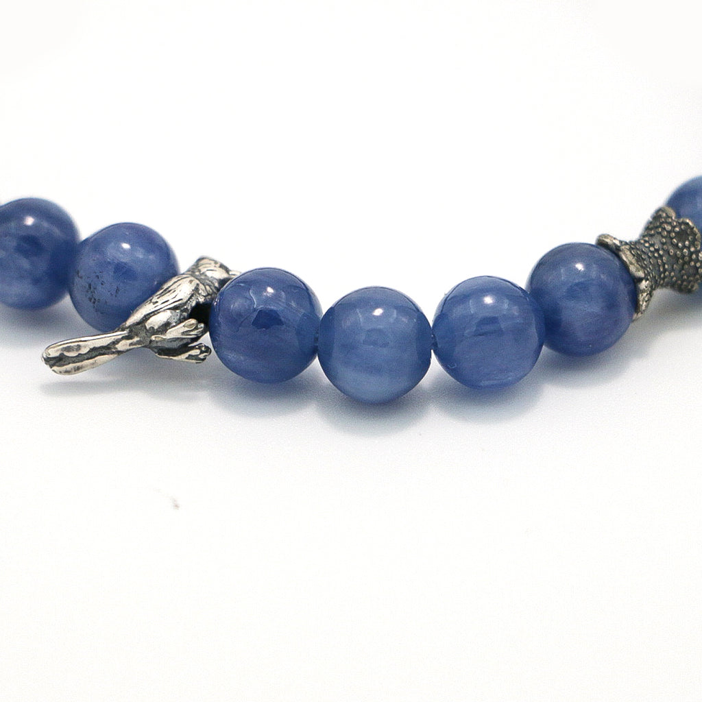 Handmade Kyanite and Lapis Lazuli Bracelet with Silver Accents-st-0008
