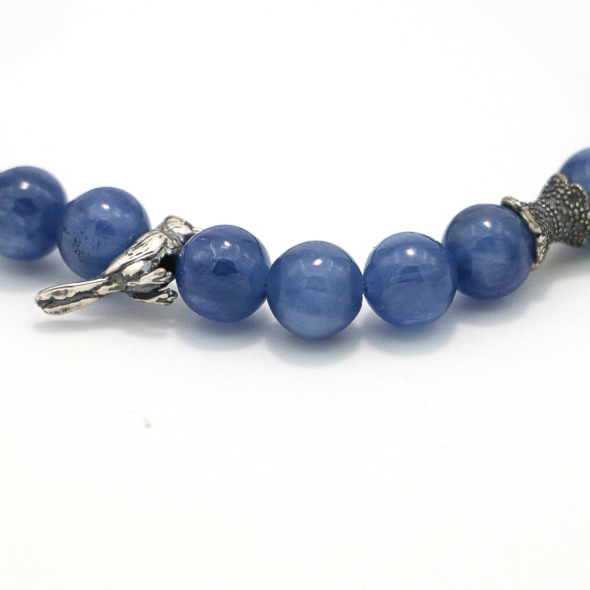 Handmade Kyanite and Lapis Lazuli Bracelet with Silver Accents-st-0008