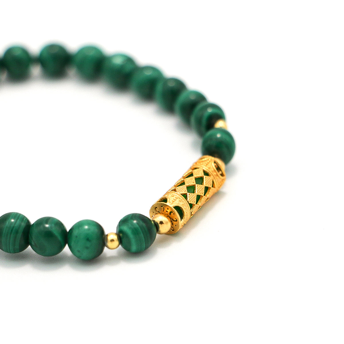 Handmade Malachite Bracelet with Gold Accents-st-0010