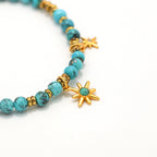Handmade Turquoise Bracelet with Gold Plated Star Charm-st-0013