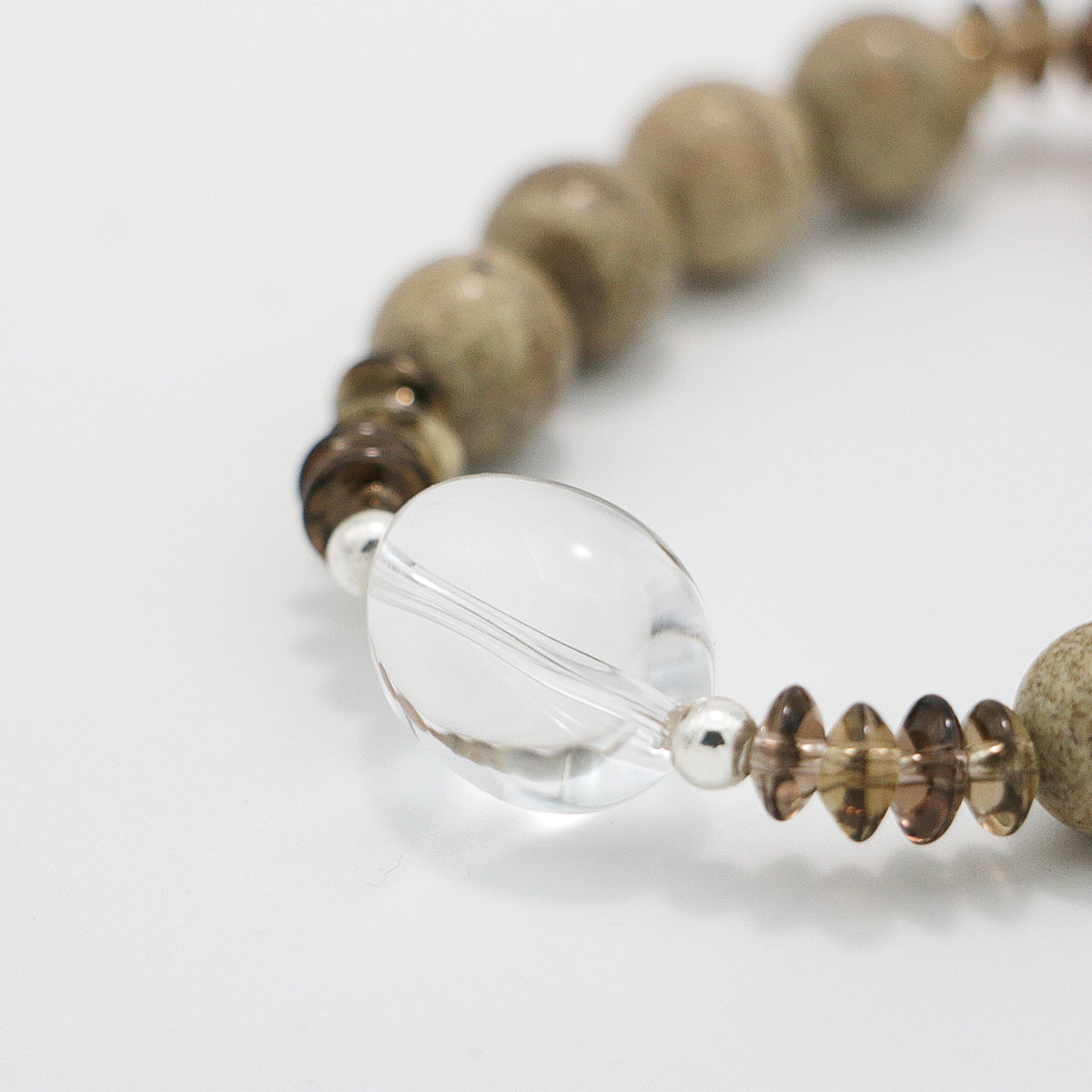 Handmade Map Stone and Clear Crystal Bracelet-st-0018