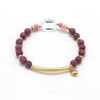 Handmade Rhodochrosite and Raw Crystal Bracelet with Gold Accents-st-0003