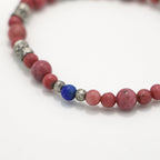 Handmade Lapis Lazuli and Rhodochrosite Bracelet with Antique Silver-st-0005