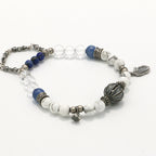 Handmade Howlite and Kyanite Bracelet with Silver Chain - Greek Sculpture Inspired-st-0007