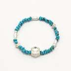 Handmade Natural Turquoise with Thai Silver Bracelet-st-0012