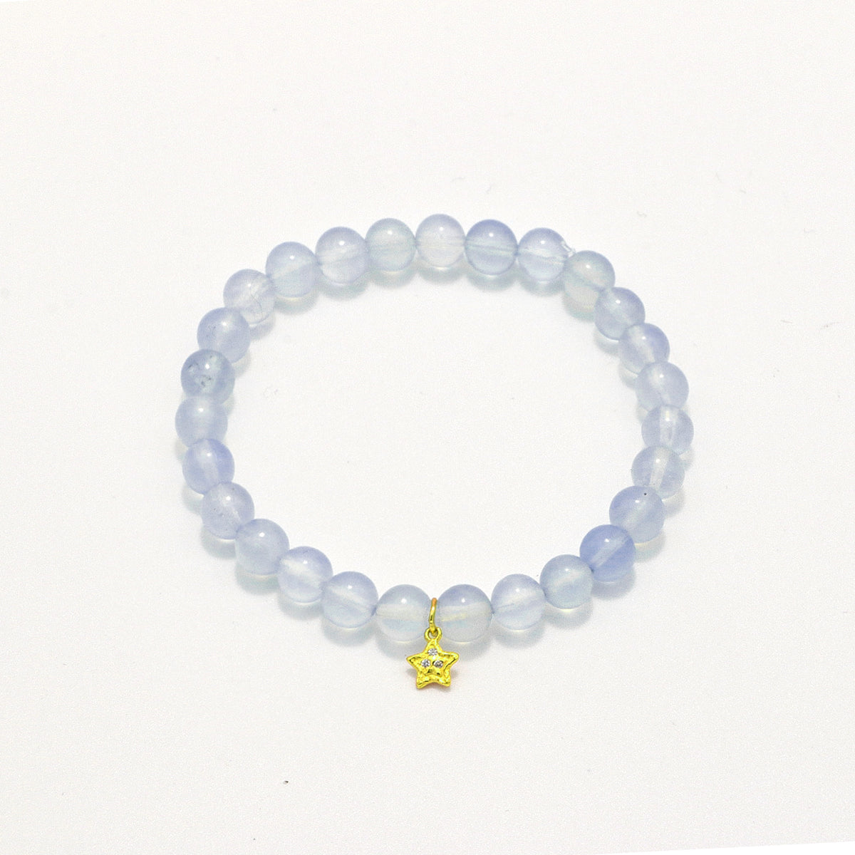 Handmade Aquamarine Crystal Bracelet with Gold Star Charm-st-0021