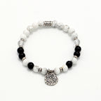 Handmade Obsidian and Howlite Bracelet with Silver Accents-st-0001