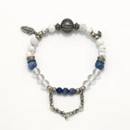 Handmade Howlite and Kyanite Bracelet with Silver Chain - Greek Sculpture Inspired-st-0007