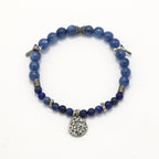 Handmade Kyanite and Lapis Lazuli Bracelet with Silver Accents-st-0008