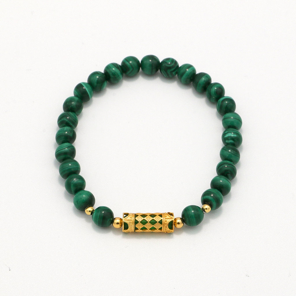 Handmade Malachite Bracelet with Gold Accents-st-0010