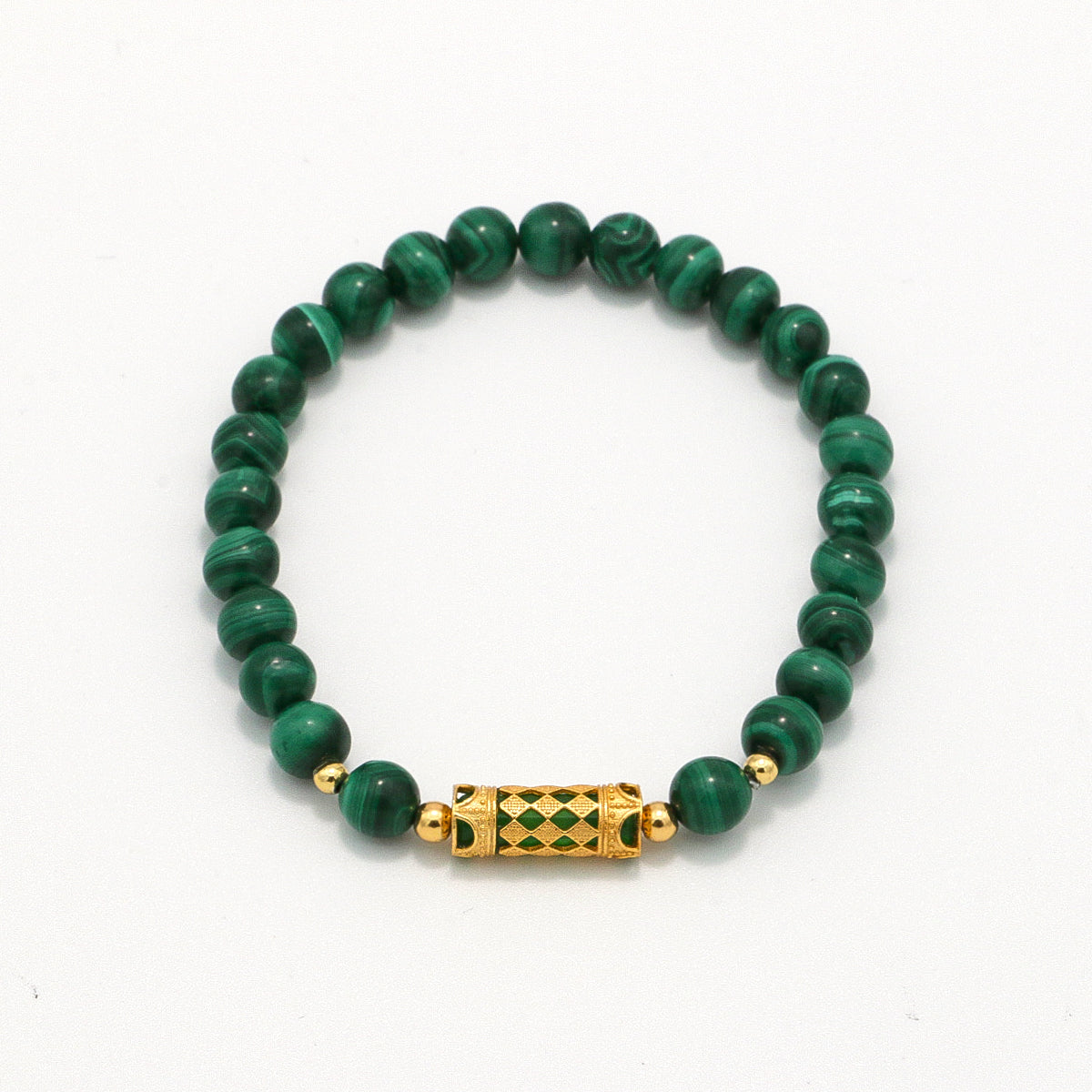 Handmade Malachite Bracelet with Gold Accents-st-0010