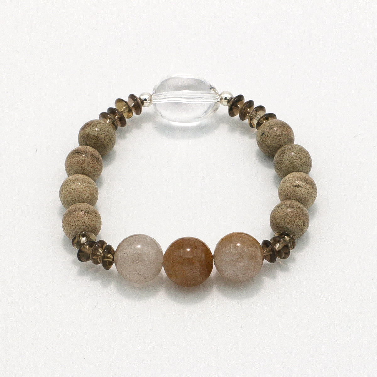 Handmade Map Stone and Clear Crystal Bracelet-st-0018