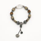 Handmade Tiger Eye, Map Stone and Clear Crystal Bracelet with Antiqued Silver Accents-st-0015