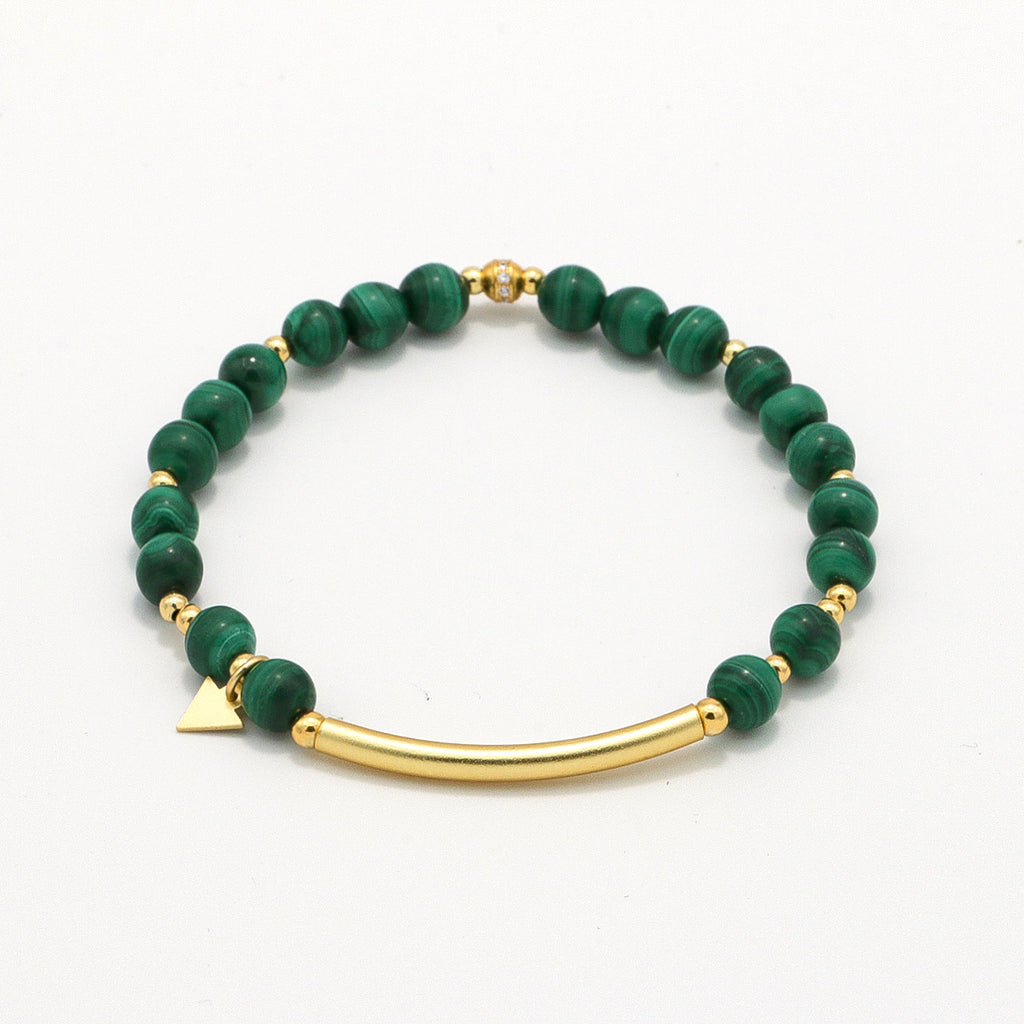 Handmade Malachite Bracelet with Gold Plated Accents-st-0011