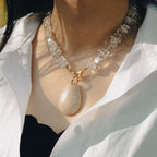 Handmade Raw Clear Crystal Necklace - Natural Irregular Stones-st-0023