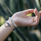 Handmade Howlite and Kyanite Bracelet with Silver Chain - Greek Sculpture Inspired-st-0007