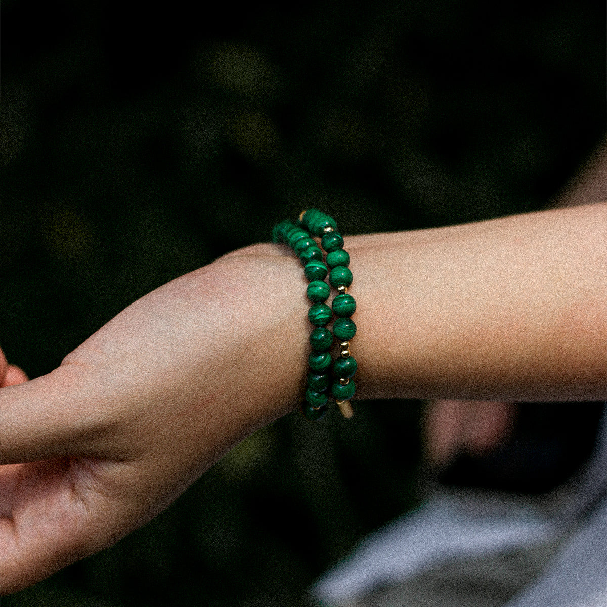 Handmade Malachite Bracelet with Gold Accents-st-0010