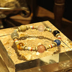Handmade Rose Quartz, Kyanite and Citrine Bracelet-st-0028